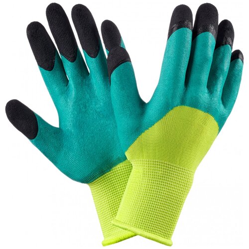 Нейлоновые перчатки Фабрика перчаток салатный с черными пальцами ПЕР-САЛАТ-ЧП-840