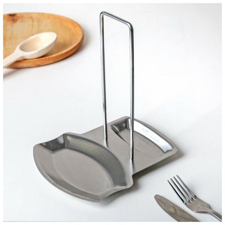 фото Подставка из нержавеющей стали под крышку и ложку, 19.5x16 см