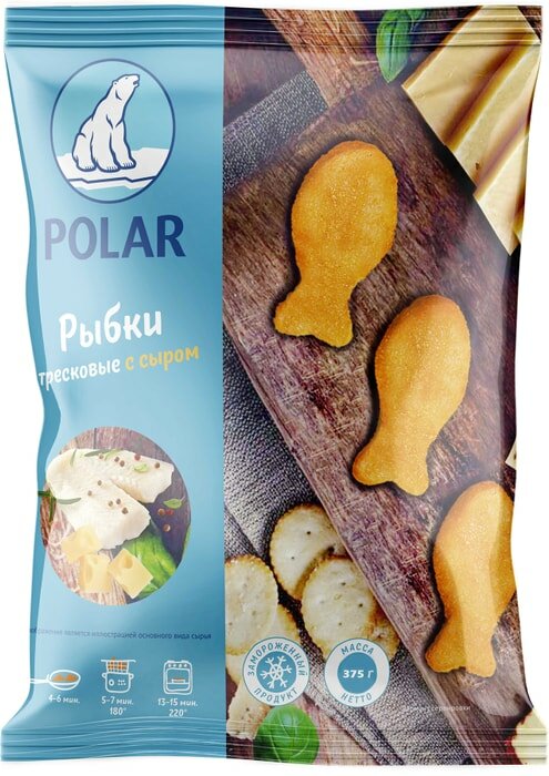 Котлеты Polar Рыбки из трески с сыром в панировке 375г