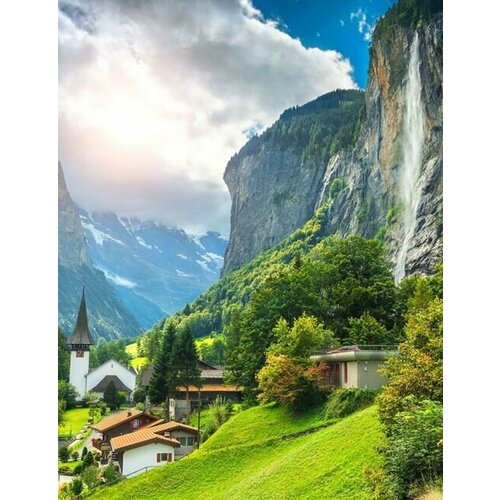 Моющиеся виниловые фотообои Горы. Лаутербруннен, 200х260 см