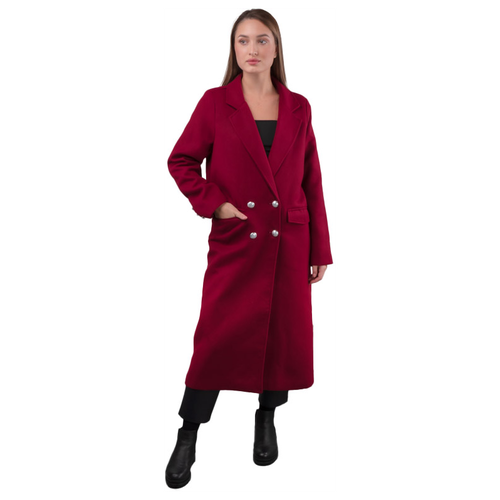 Пальто-кокон  демисезонное, силуэт прямой, удлиненное, размер 44/173, бордовый