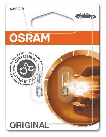 Лампа автомобильная вспомогательная Osram ORIGINAL LINE, W2,3W, 12V, цоколь W2x4.6d, 2 шт