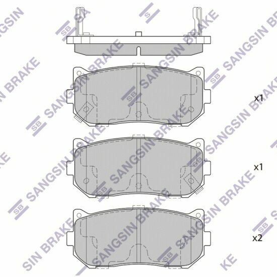 Колодки тормозные задние Sangsin Brake для Kia CARENS II FJ1.6, 1.8, 2.0CRDI 02-06, 4 шт