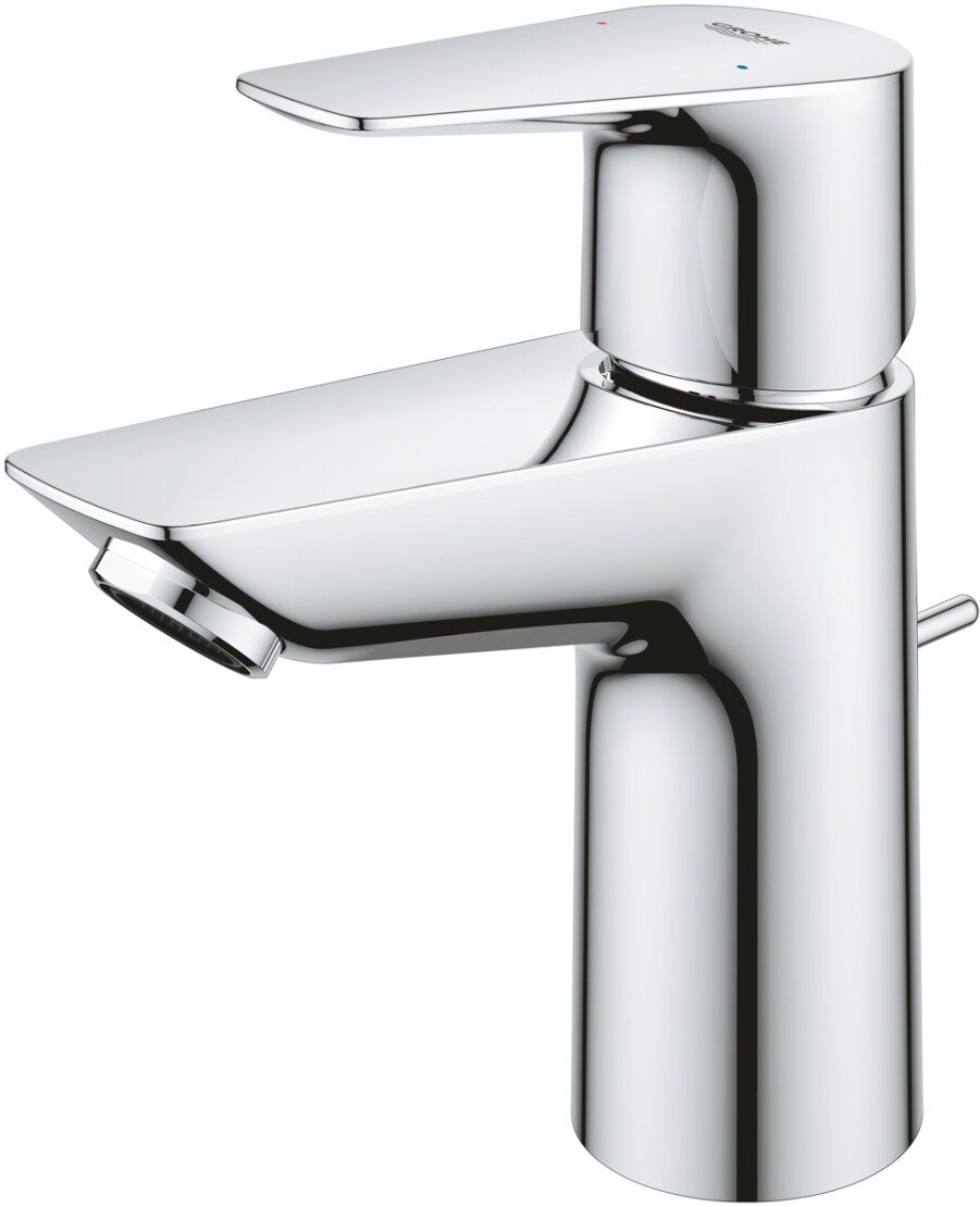 Смеситель для раковины Grohe BauEdge 23328001 с ограничителем температуры и рычажным донным клапаном, размер S, хром — фото 1