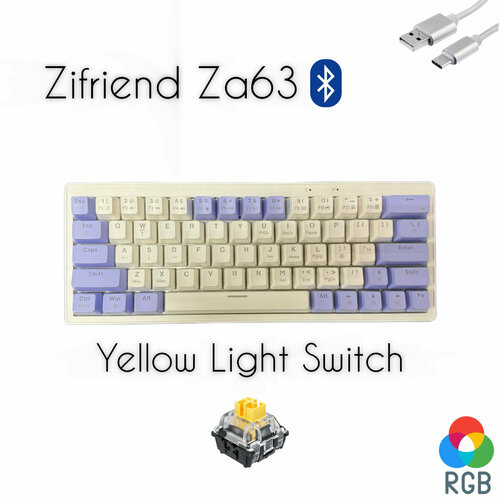Игровая Механическая Клавиатура ZA63 Yellow Switch блютуз - Type-C 500000₽