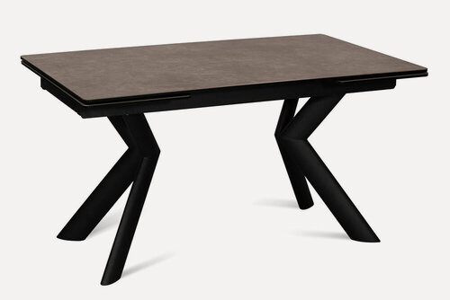 Изображение товара Стол обеденный керамический раздвижной RIO 140 LATTE CER на металлокаркасе, столешница керамика, 140(220)х85 см (латте/черные ножки)