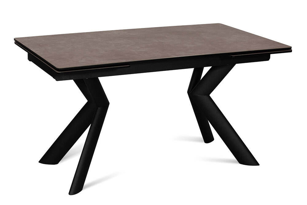 Стол обеденный керамический раздвижной RIO 140 LATTE CER на металлокаркасе, столешница керамика, 140(220)х85 см (латте/черные ножки)