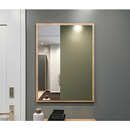 Настенное зеркало столплит Сидней СБ-2582 прямоугольное с узкой рамой в прихожую в гостиную в кабинет в спальню на дачу в офис без подсветки кдсп Дуб Дикий 80х59х2 см 3300₽