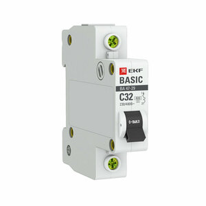 Автоматический выключатель EKF Basic ВА 47-29 1P 32А тип С 4,5 кА 660 В на DIN-рейку (mcb4729-1-32C)