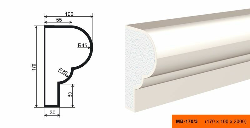 Lepninaplast МВ-170/3 фасадный молдинг из пенополистирола