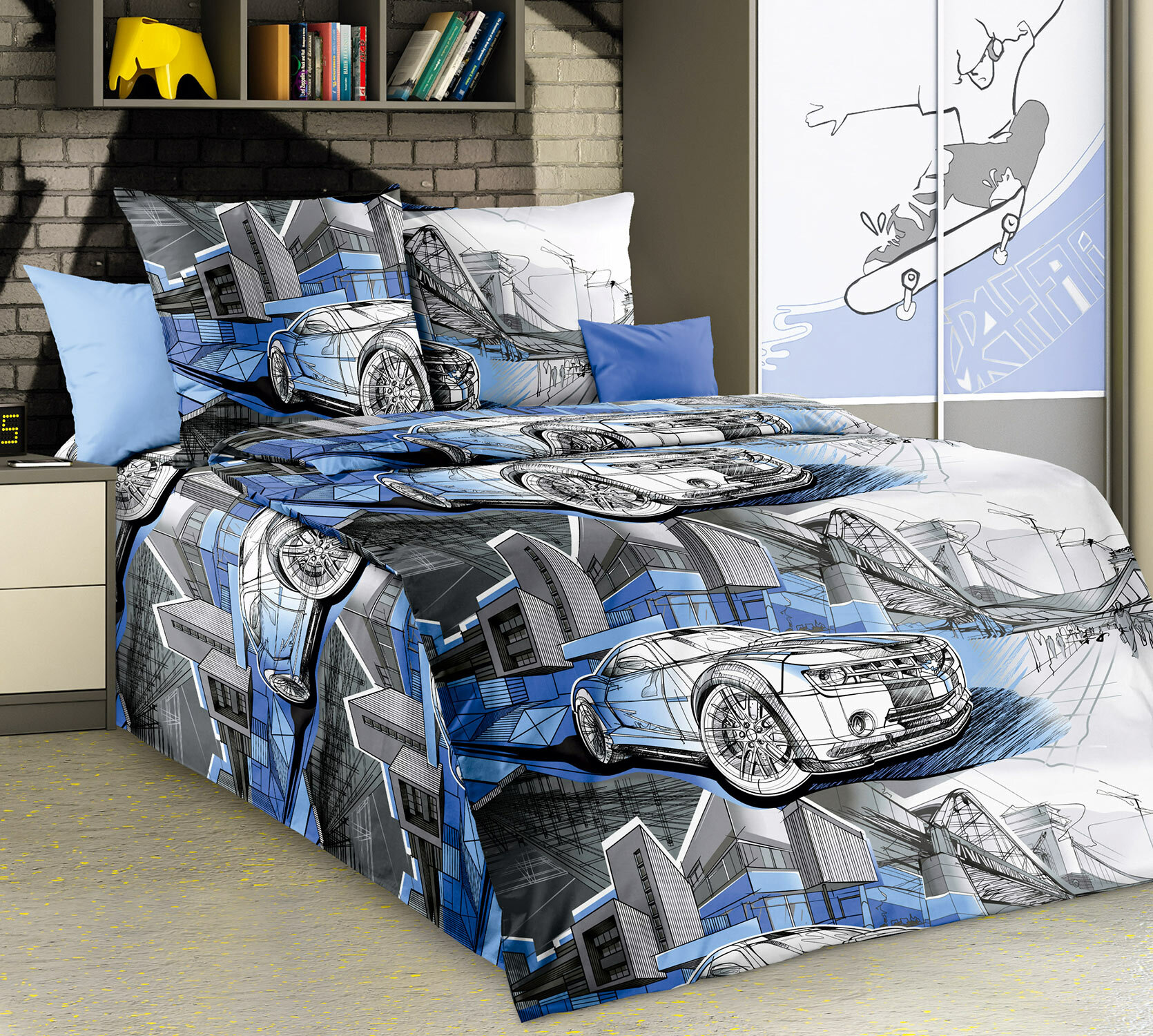 Детское постельное белье Текс-Дизайн Автокар 1,5- спальное, перкаль