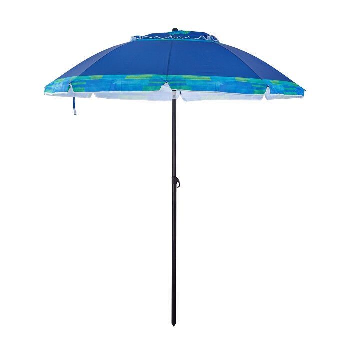 Пляжный зонт, 2 м, с клапаном, с наклоном, Oxford (синий/голубой/принт "клетка"), в чехле 200-8G12