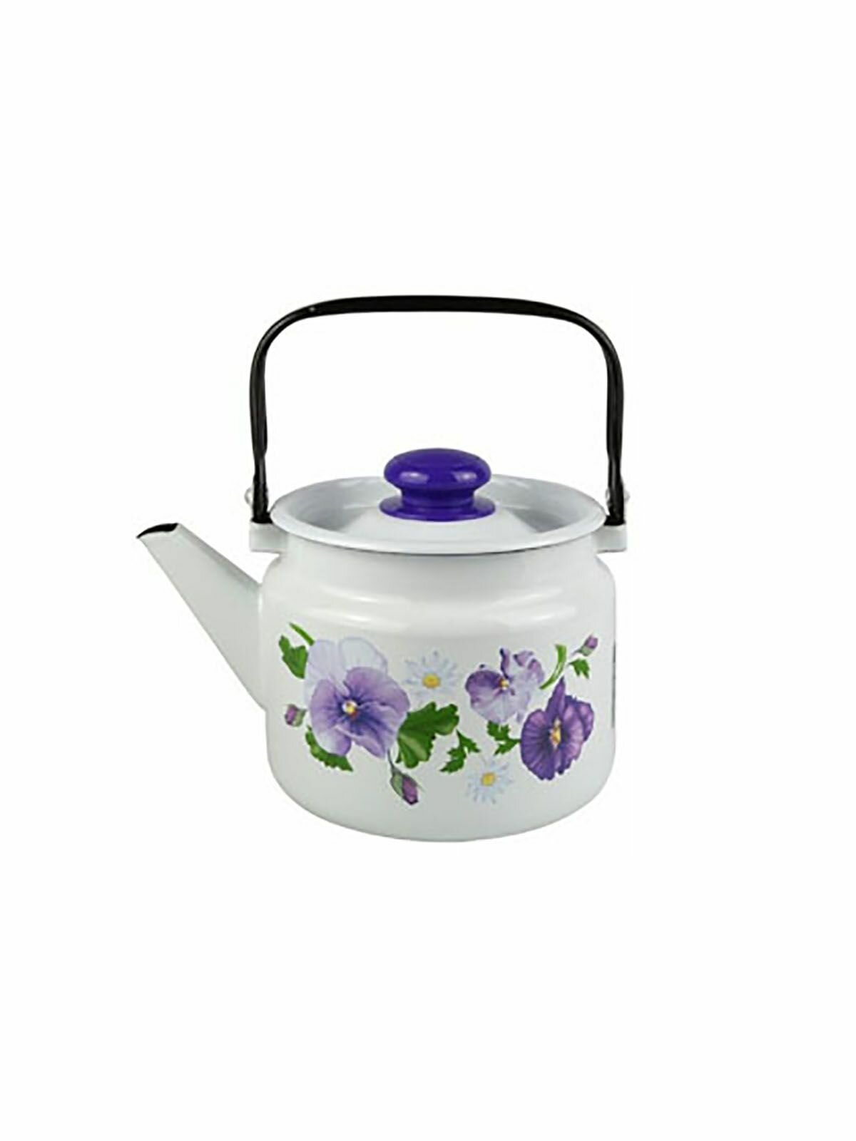 фото Чайник для плиты Лысьвенские эмали Анютины глазки эмалированный, 2 л