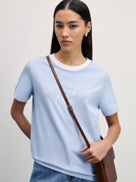 фото Zarina Футболка с текстовым принтом, цвет Красный, размер M (RU 46), 4226505405-70