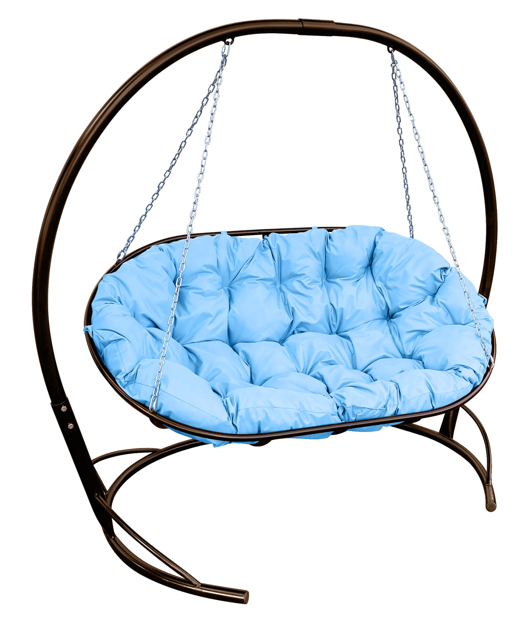 Подвесной диван M-group мамасан коричневый каркас голубая подушка