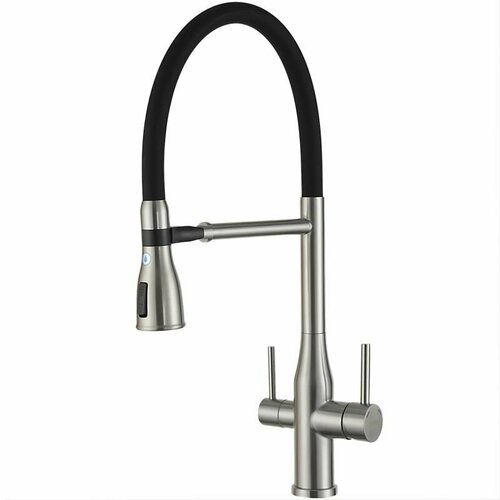 Gappo G99-75 G4399-75 с гибким изливом и подключением фильтра питьевой воды, сатин, черный