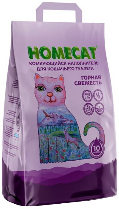 Наполнитель для кошачьего туалета Homecat комкующийся Горная свежесть 10л
