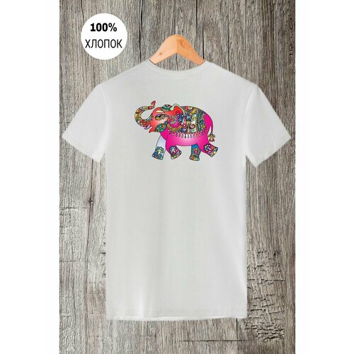 мужская футболка милый индийский слон s белый Футболка индийский слон, размер S, белый