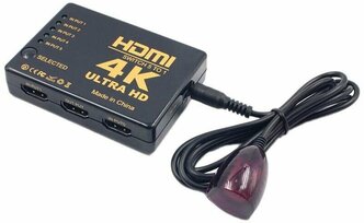 HDMI переключатель Switch 5x1, с пультом черный 2k-4k