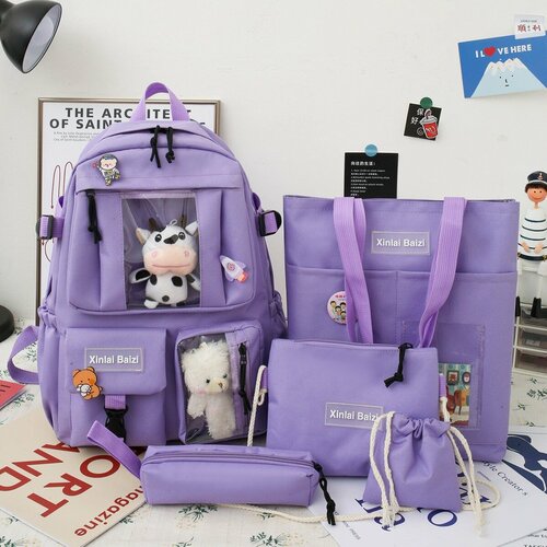Рюкзак для девочки с комплектом 5 в 1 набор-13 хинлай бази /Детский пенал, сумки, рюкзак кошелек для подростков девочек и для прогулки