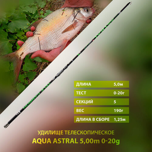 Изображение товара Удилище телескопическое AQUA Astral, длина 5,00 метра, тест -30 грамм болонское
