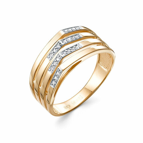 Кольцо Vesna jewelry, красное золото, 585 проба, родирование, бриллиант, размер 17.5, бесцветный