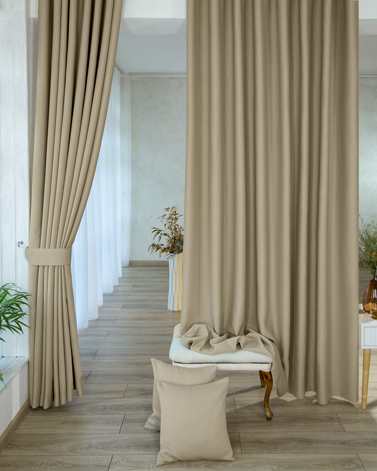 фото Комплект штор блэкаут 95% на шторной ленте 300 х 255 см Амадео Цвет № 29 / Ширина одной шторы 150 / Высота 255 / в зал, спальню, комнату, гостиную, на кухню