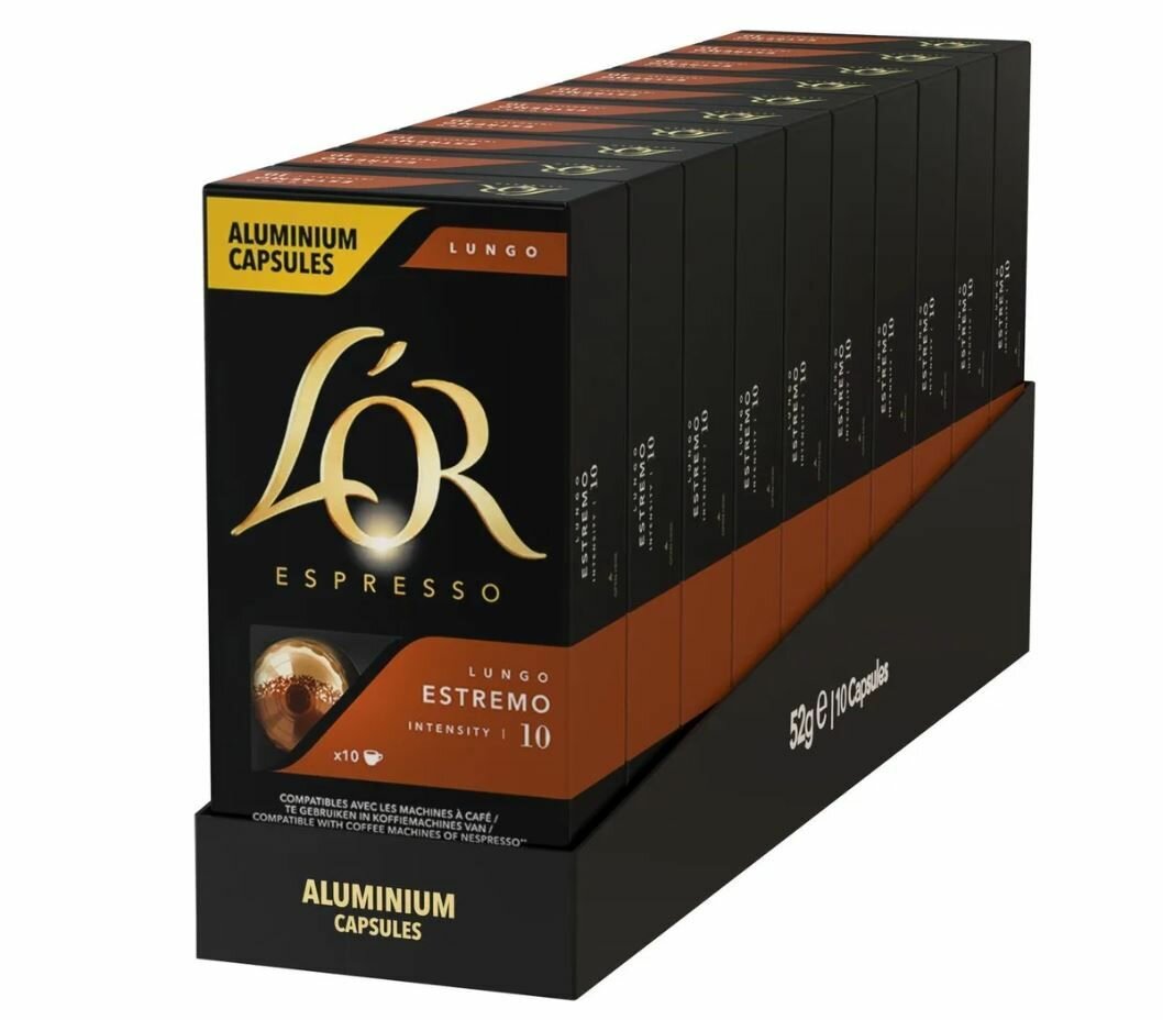 Набор кофе в капсулах L'ОR Espresso Lungo Estremo, 10 упаковок, 100 капсул