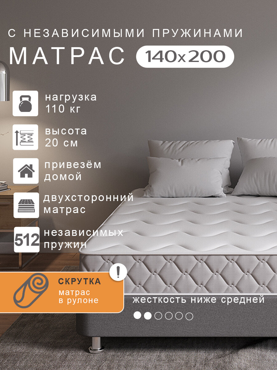 Матрас SOVA M пружинный (рулон) 140х200 см