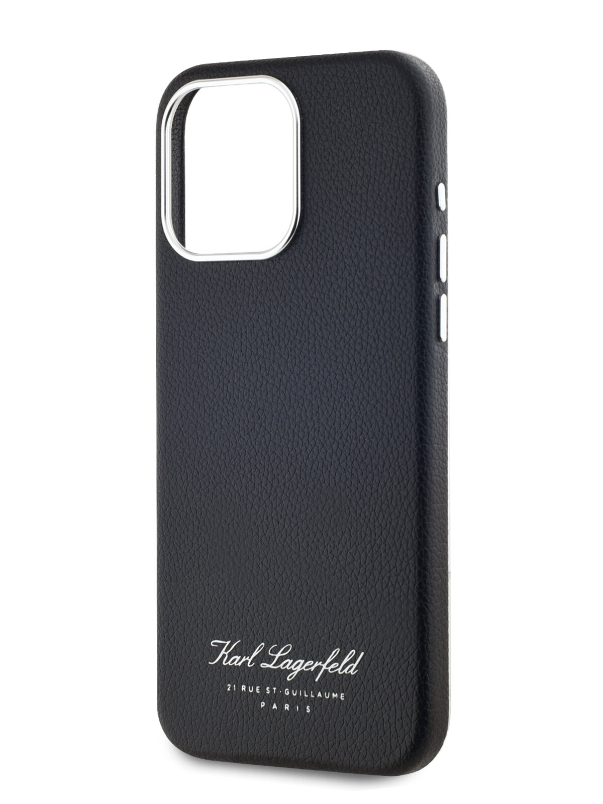 Lagerfeld для iPhone 15 Pro Max чехол PU Full Wrapped Grained leather & Metal Camera Hard Black
