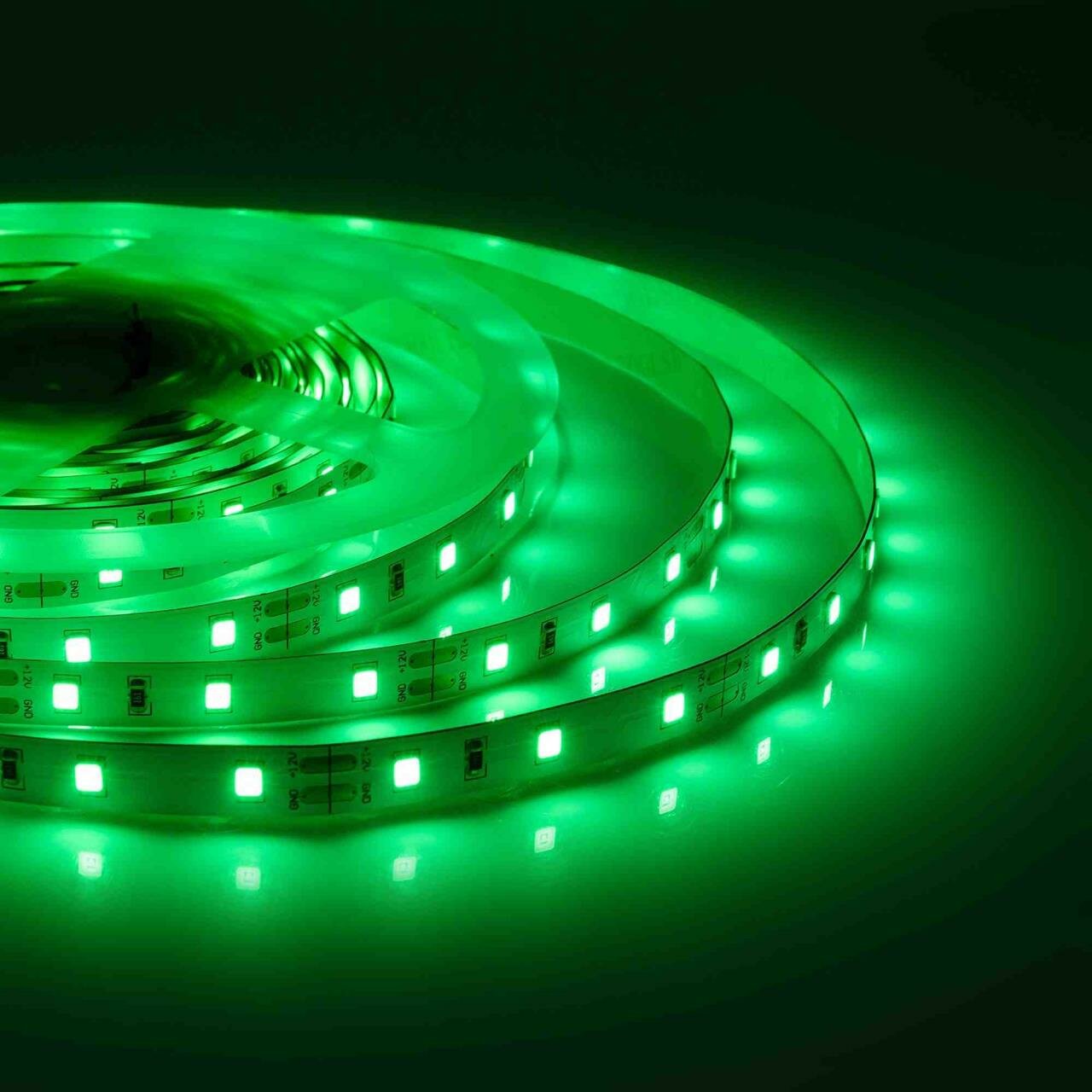 00-434 Светодиодная лента, 12В, 4,8Вт м, smd3528, 60д м, IP20, ширина подложки 8мм, 5м, зеленый