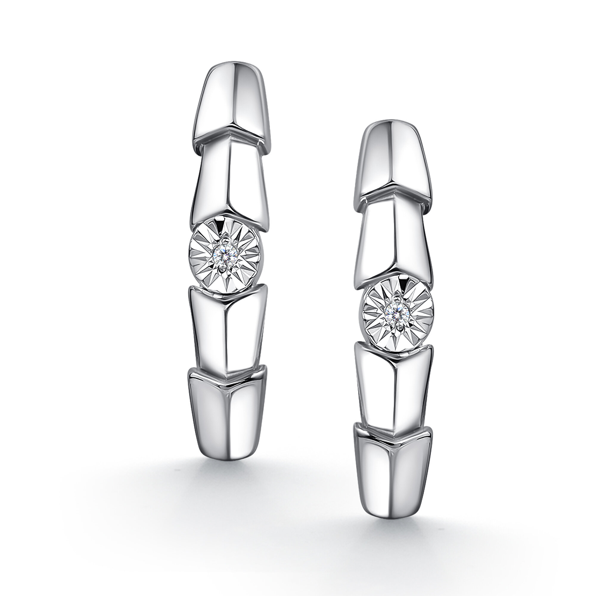 Серьги Diamant online, серебро, 925 проба, родирование, бриллиант
