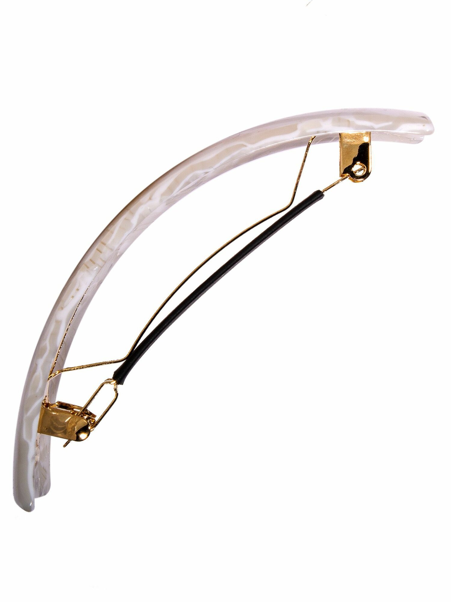 Заколка для волос BARRETTES, Франция, для среднего объема волос, длина 9 см, ацетат, белый — фото 1