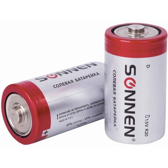 Батарейки Sonnen , D (R20) в пленке 2 шт, 451100