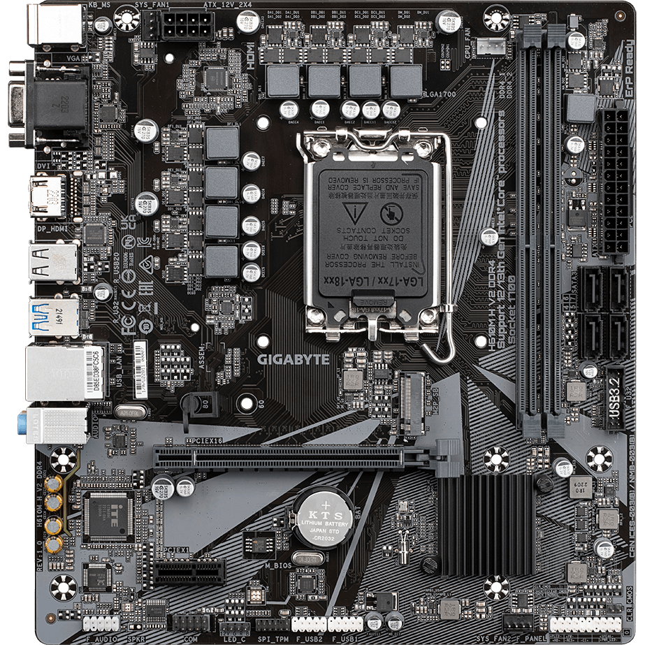 MB s1700 Gigabyte H610M H V2 DDR4, Intel®H610, 2xDDR4-3200, D-SUB+HDMI, 1xPCI-Ex16, 1xPCI-Ex1, 4xSATA3, 1xM.2, 8Ch Audio, GLan, (4+4)xUSB2.0, (2+2)xUSB3.2,