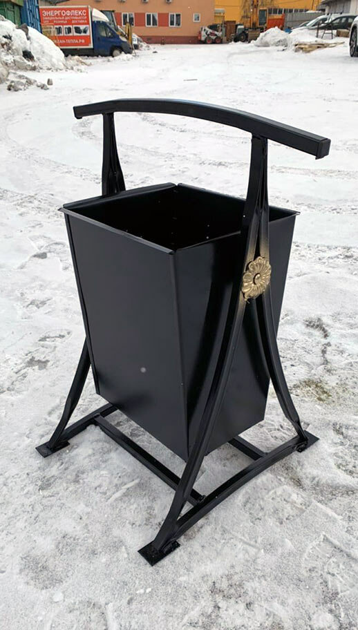 Урна Для Мусора Бульвар, Металл, Прямоугольная, Ручка, Черная, 72X40X43 См — фото 1