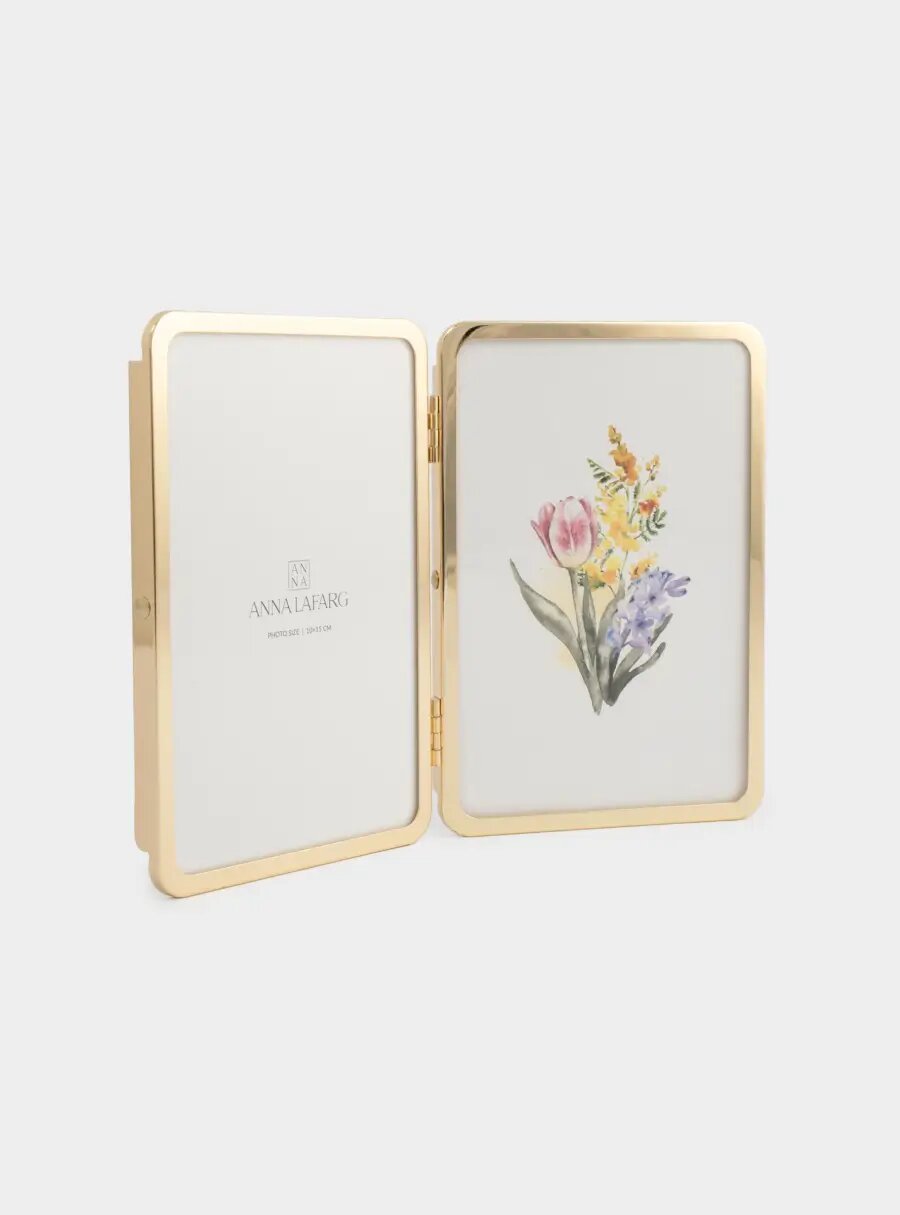Фоторамка, 22х16 см, для двух фотографий, металл/стекло, золотистая, Museum