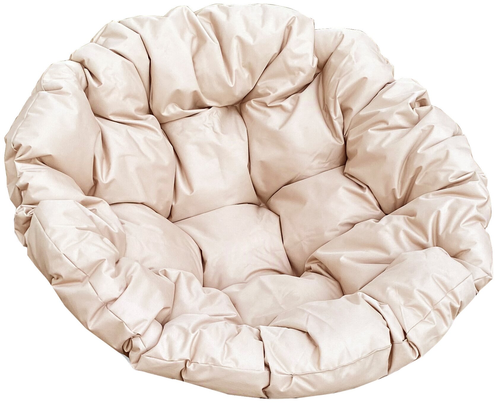 Садовое кресло M-group Папасан пружинка белое + бежевая подушка