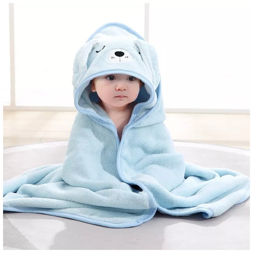 Детский халат с милыми животными. Флисовое одеяло с капюшоном мягкое для малышей. Детское одеяло для мальчиков и девочек. Подарок новорожденному .