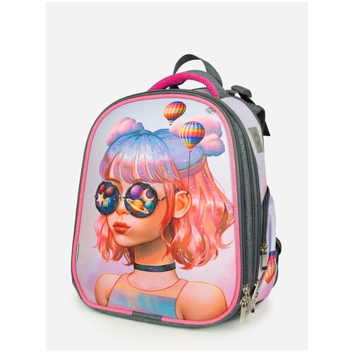 Рюкзак/ ранец с ортопедической спинкой школьный для девочки RunChik Девушка космос