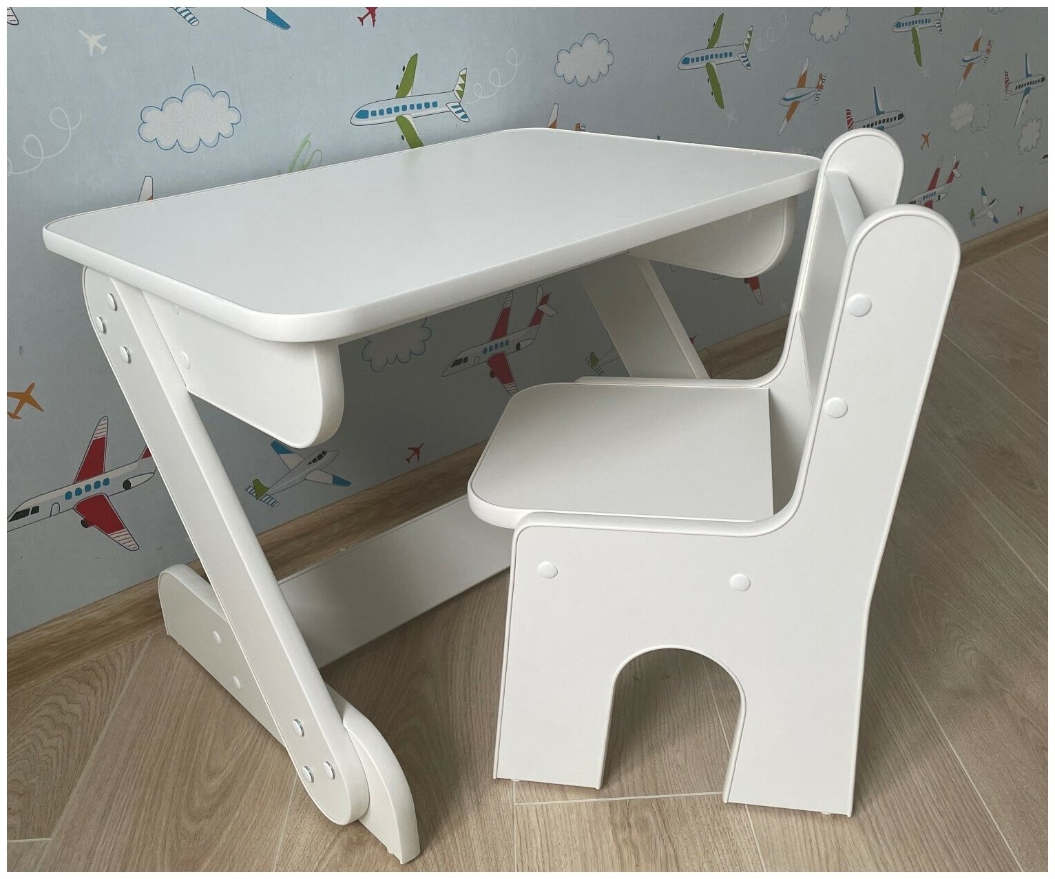 Стул и стол детский, комплект мебели Деревянный Бим, , цвет белый - фотография № 2