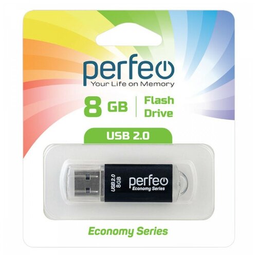 Perfeo USB Drive 8GB E01 Black PF-E01B008ES usb flash накопитель perfeo 8gb perfeo e01 black pf e01b008es