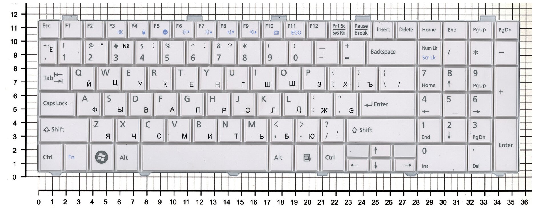 Клавиатура для ноутбука Fujitsu LifeBook A530 белая