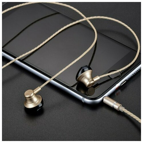 Наушники Hoco M18 проводные вкладыши микрофон jack 35 mm 12 м золотистые 82800₽