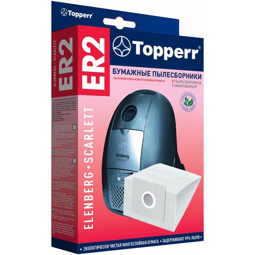 topperr бумажные пылесборники ex2 5 шт Topperr Бумажные пылесборники ER2, белый, 5 шт.