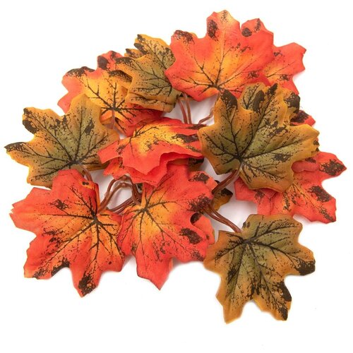 XY19-1147 Кленовые листья, 12шт (4 Зелено-коричневый, желто-оранжевый)