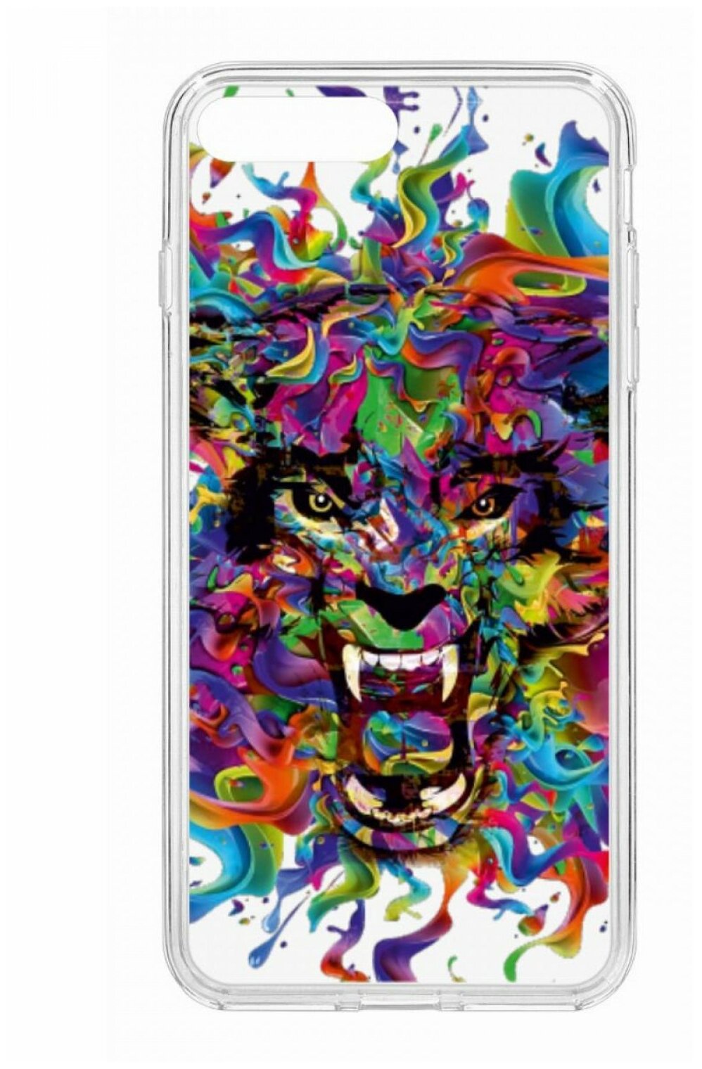 Чехол для iPhone 7 Plus/8 Plus Kruche Print Colored beast,противоударная пластиковая накладка с рисунком,силиконовый бампер с принтом и защитой камеры