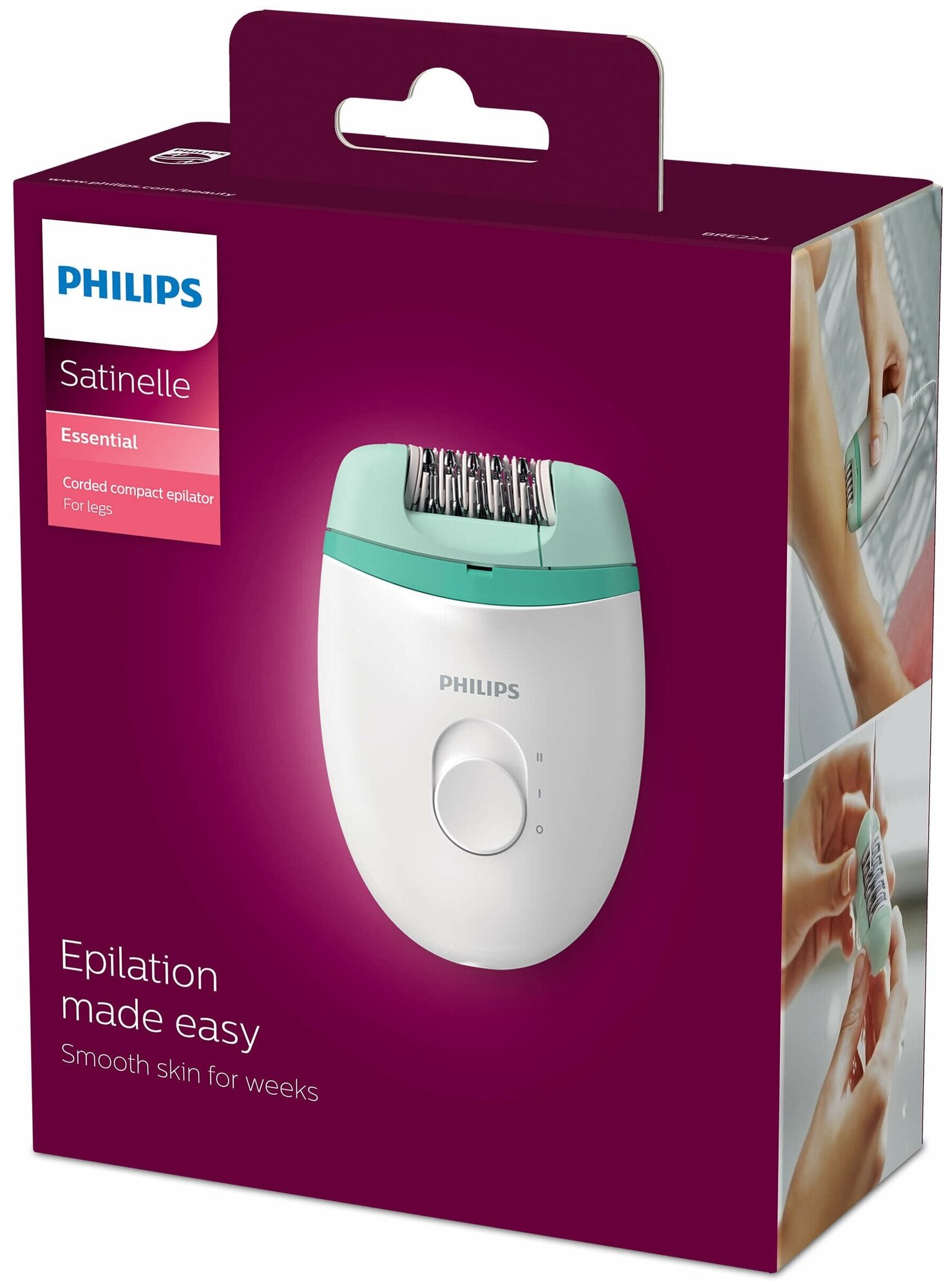 Эпилятор Philips BRE224, BRE225 Satinelle Essential, белый/зеленый - фотография № 5