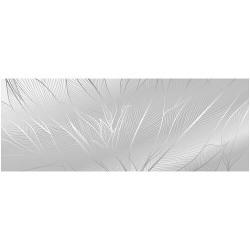 Фотообои Уютная стена Рисунок серебрянных листьев 720х270 см Бесшовные Премиум (единым полотном)