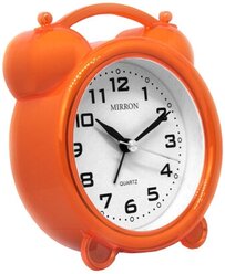 Классический настольный будильник MIRRON 8356 О/Часы в спальню/Круглый будильник/Часы для детской/Оранжевый цвет